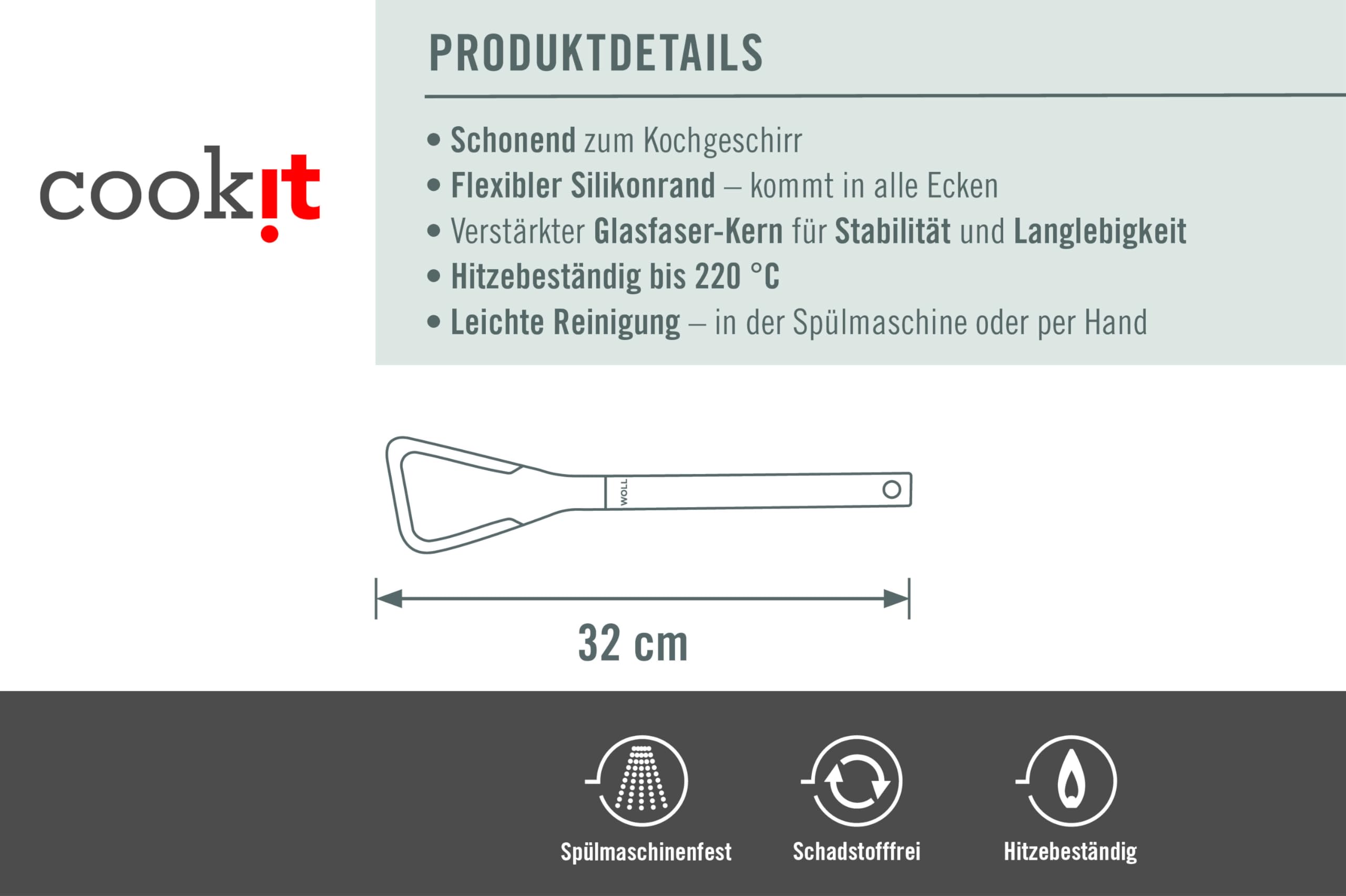 Cook !t, Turn-!t, łopatka z cienką, elastyczną silikonową wargą, szerokość 7 cm, długość 31,5 cm