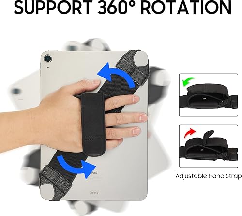 Miniatura 2 de Fintie Soporte universal de correa de mano para tabletas de 9 a 11 pulgadas, para lectores electrónicos de tabletas, 360 grados, giratoria, piel