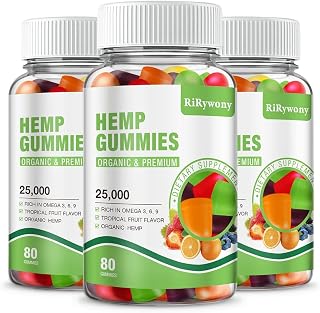 Hemp Gummies (3 Packs), High Potency Edible Gummies Extra Strength Mood Focus Calm Organic Hemp Oil Extract Vegan Bear Gummy - 240 Counts Candy