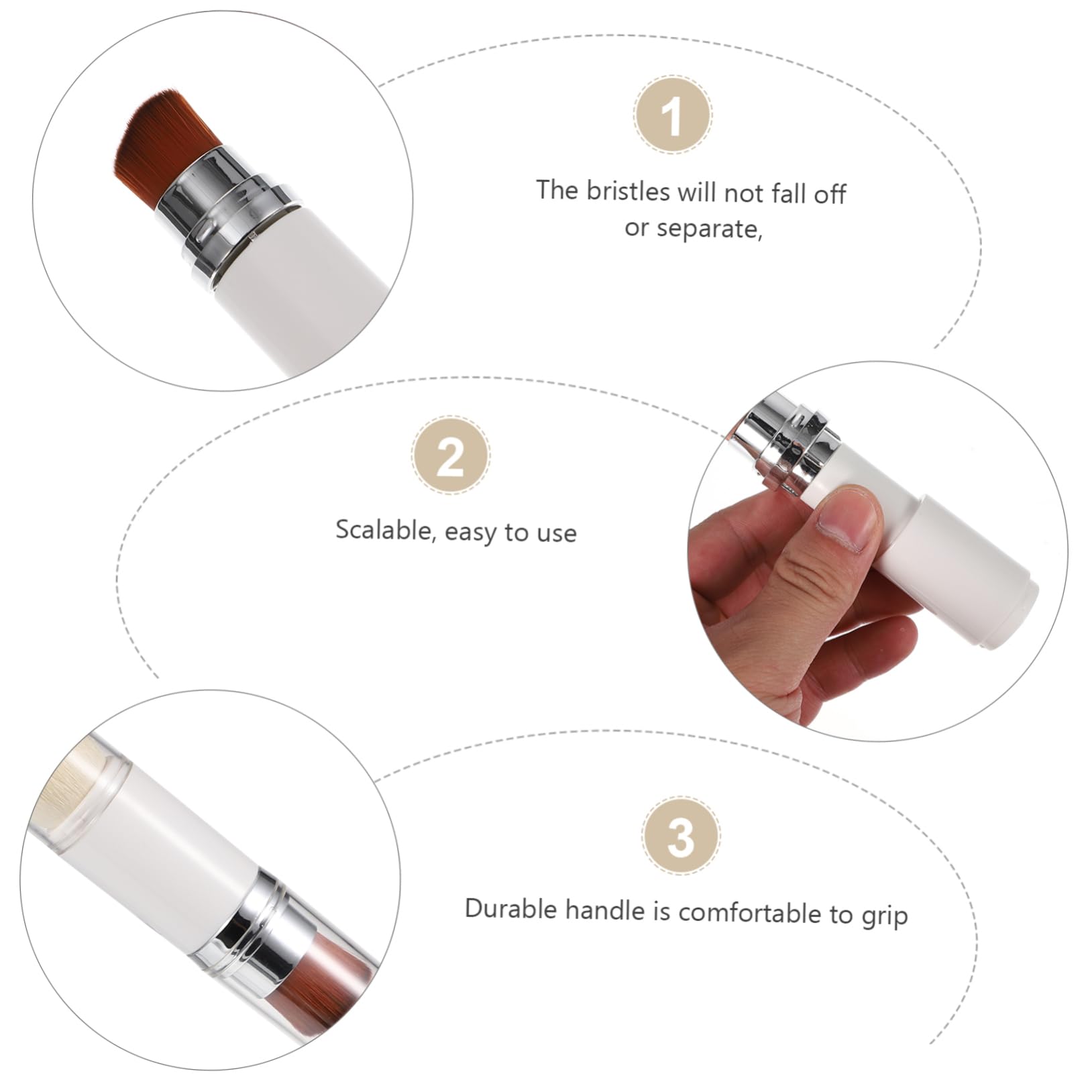 POPETPOP 3pezzi Pennello Telescopico Per Make-up Spazzola Fondotinta e Cipria Facile Da Pulire e Manutenere Strumento Versatile Per Appassionati Di Trucco Per Risultati Ottimali e Duraturi