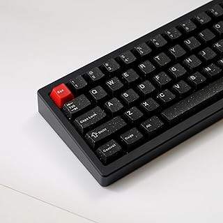 Sumgsn Teclas translúcidas de doble disparo de 114 teclas, teclas de neón con purpurina, juego de teclas de perfil de cere…