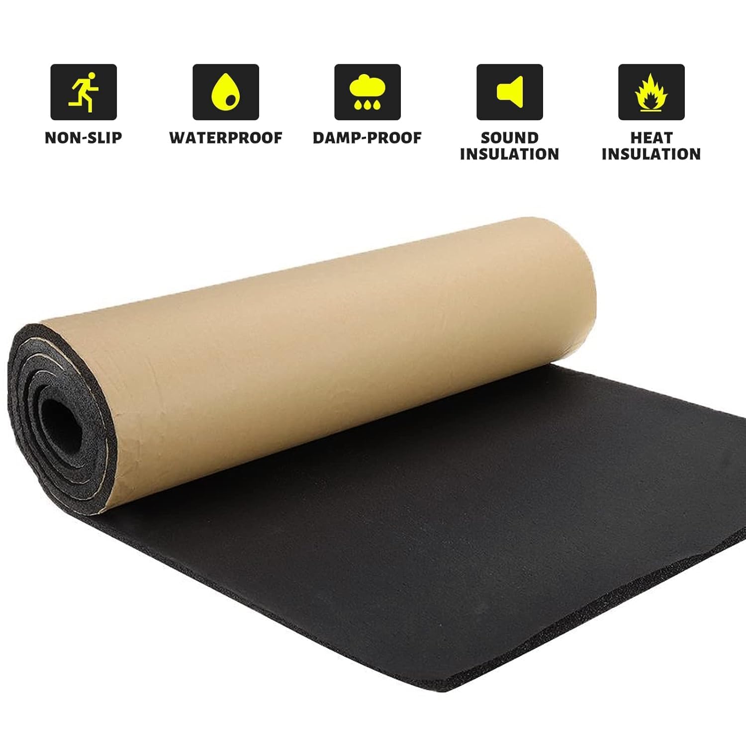 2pack 3/4''T x 12''W x 59''L Neoprene Sponge Foam Rubber Sheet Roll with Self-Adhesive Easy Cut DIY Adhesive Padding Perfect Cosplay Multi-Function Soundproof, Black