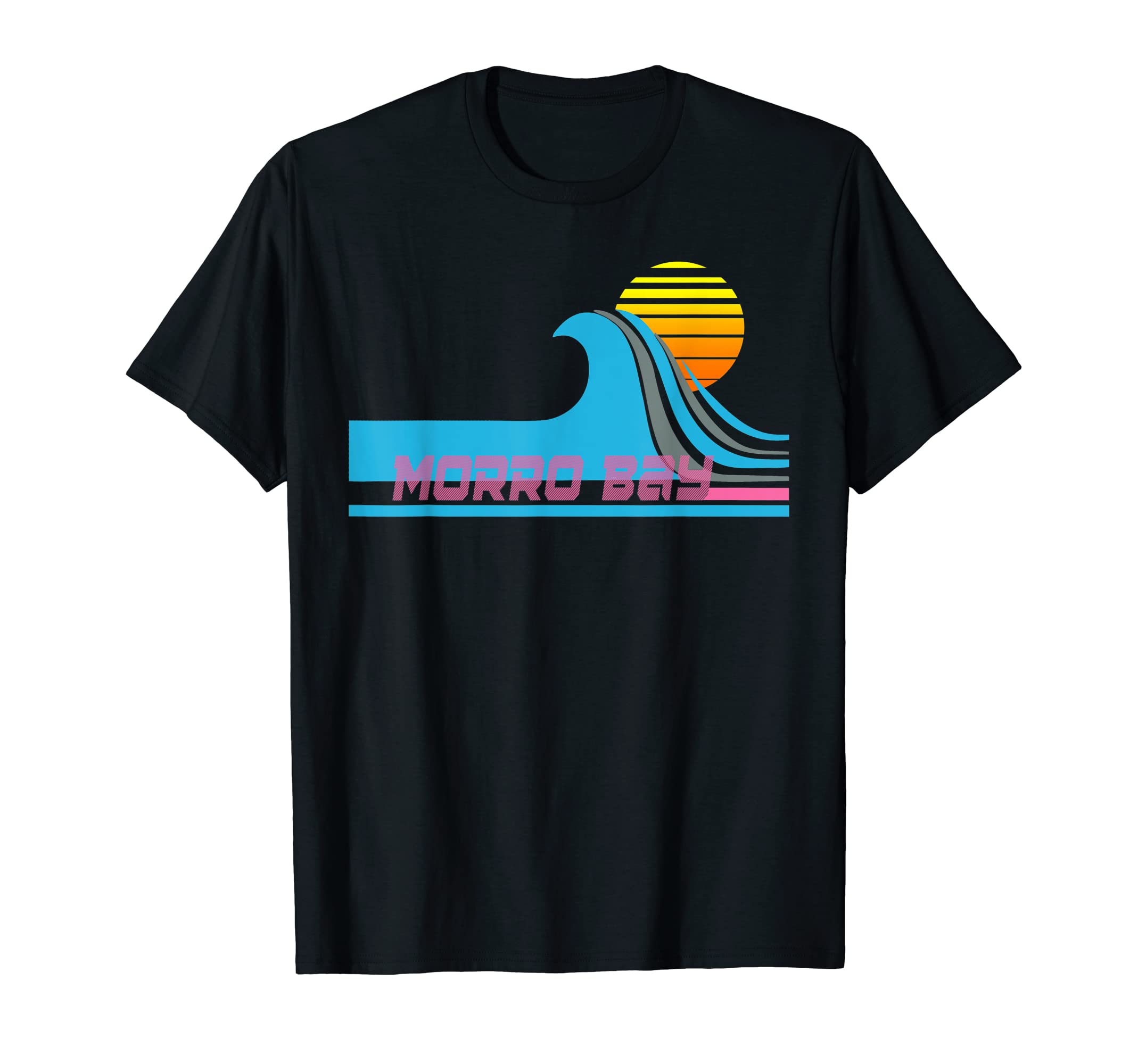 Morro Bay T Shirt Retro 80s Style Surf Tee T-Shirt : Amazon.co.uk