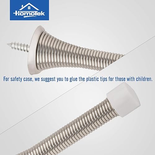 Miniatura 4 de HOMOTEK 30 Pack Spring Door Stopper with Rubber Bumper Satin Nickel 3-1/8" Flexible Spring Heavy Duty Wall Door Stop Low Mounted Door Bumper for