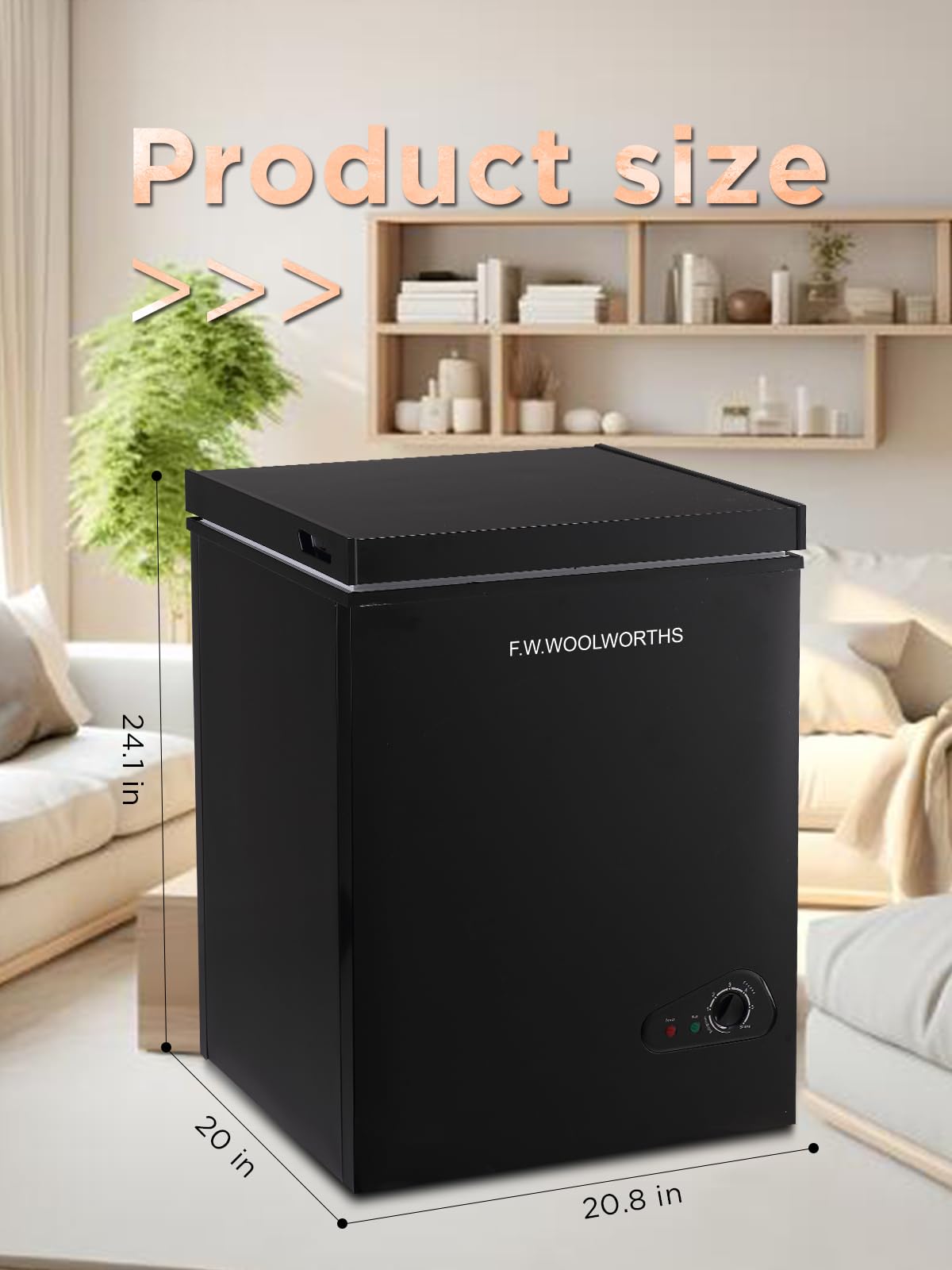 F.W.Woolworths 3.5 Cu.Ft Chest Freezer With Removable Basket, Deep Freezer Adjustable 7 Thermostat, Compact Freezer For Kitchen, House, Office, Garage, Basement, Rvs-Black on Fridge.com - View 2