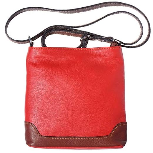 LaGaksta Mini Very Soft italian Leather Crossbody Bag Red Brown