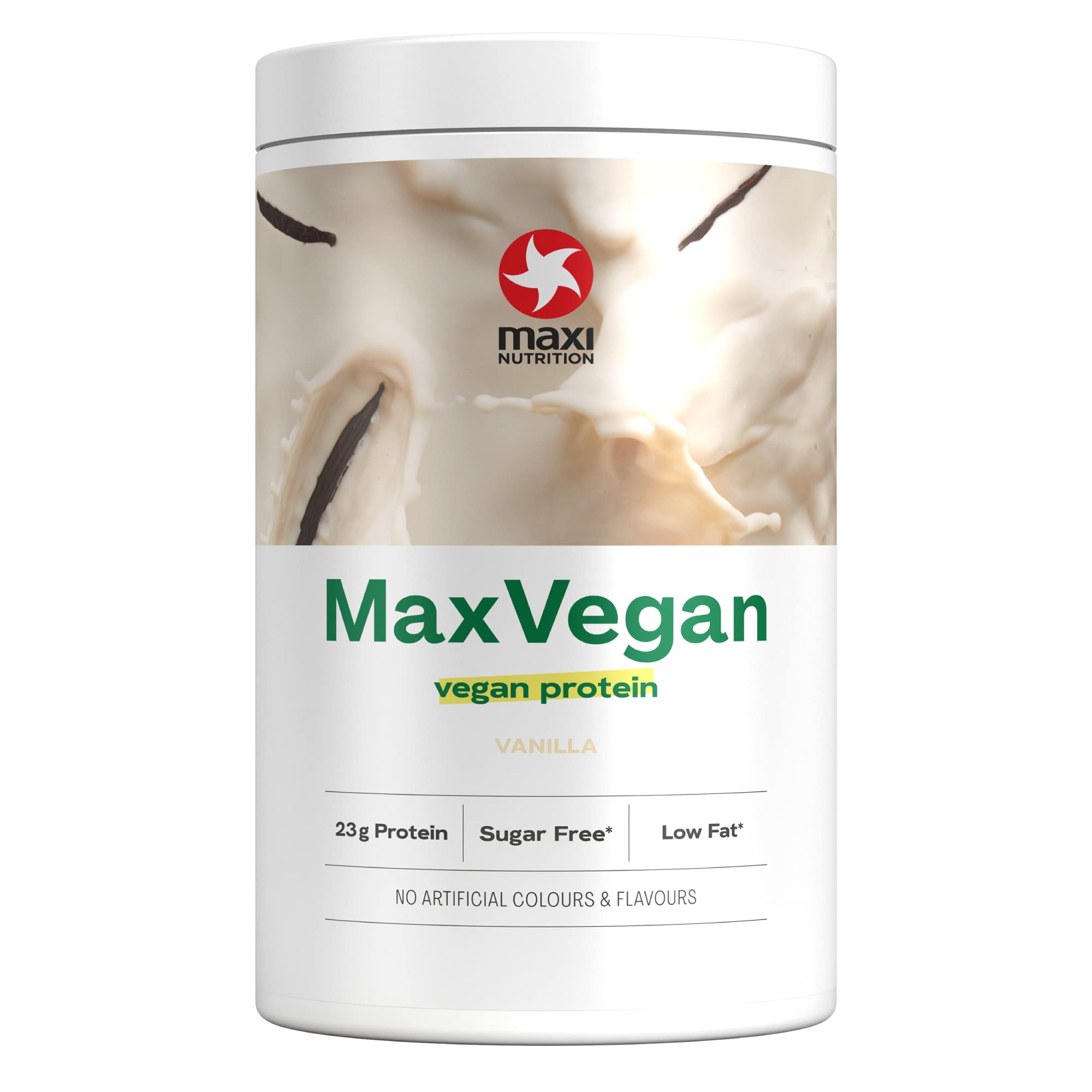 MaxiNutrition - MaxVegan Protein Powder, Vanilla - Plant Based Protein Food Supplement –, Low Fat, Sugar Free, Gluten & Soy-Free, Vegan - 23g Protein, Under 120 kcal per Serving, 420g Tub
