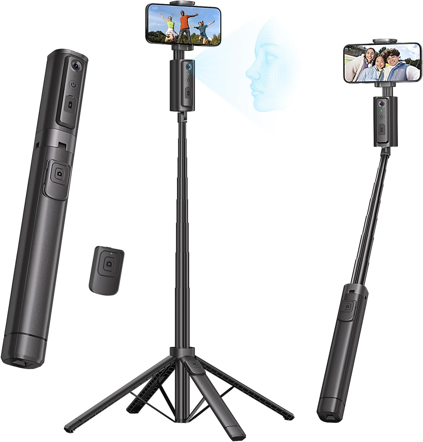 Auto Face Tracking Tripod,67”Phone Tripod for iPhone,360° Rotation Follows Your Movement,Bluetooth Remote,Phone Holder for Vlog,Live Streaming, Video Call,Content Creators. Auto Face Tracking Tripod,67”Phone Tripod for iPhone,360° Rotation Follows Your Movement,Bluetooth Remote,Phone Holder for Vlog,Live Streaming, Video Call,Content Creators.