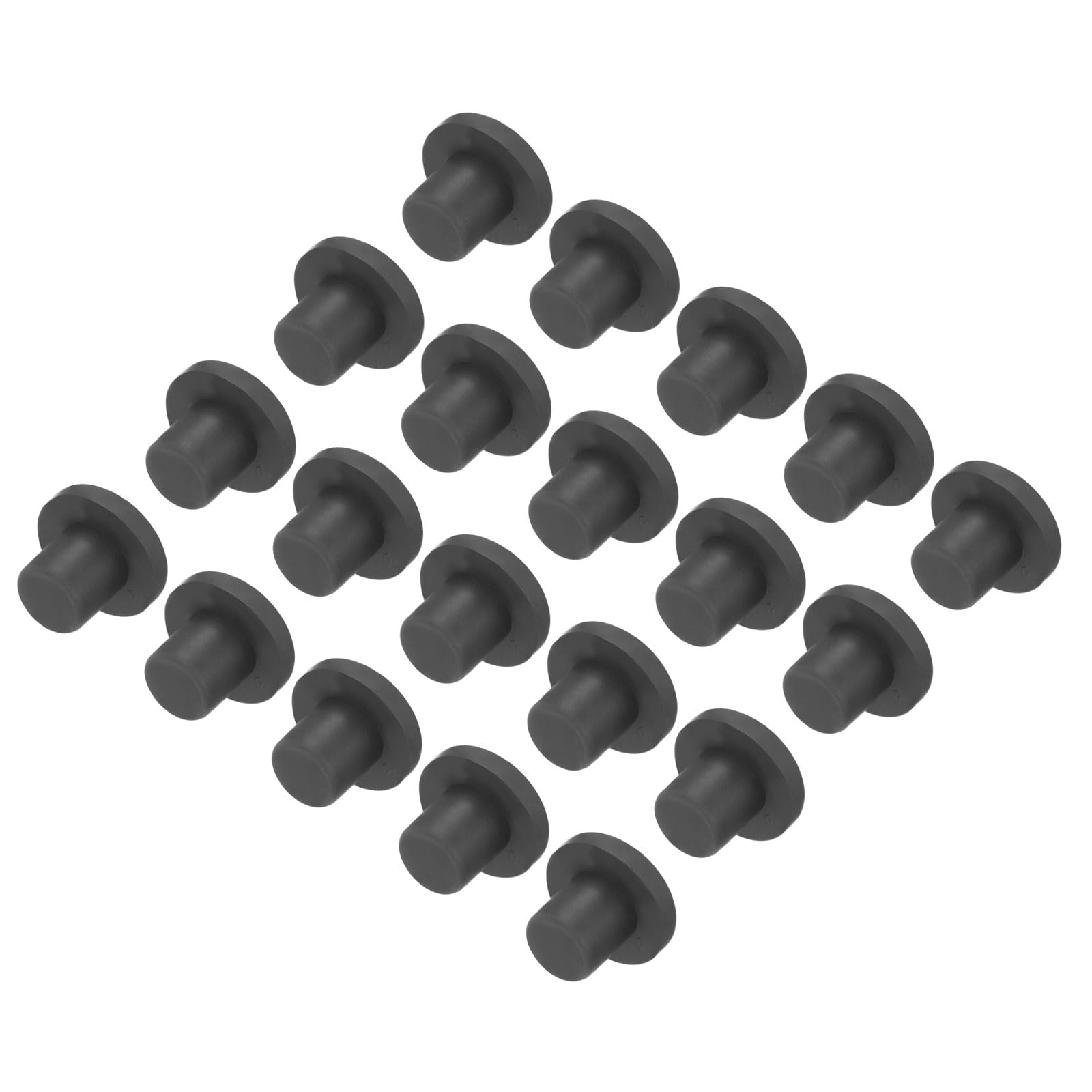 UXCELL High Temp Silicone T-Shaped Solid Rubber Stopper Plugs - Dia 9mm/0.35 inch, Black, Pack of 20 (OD 16mm)