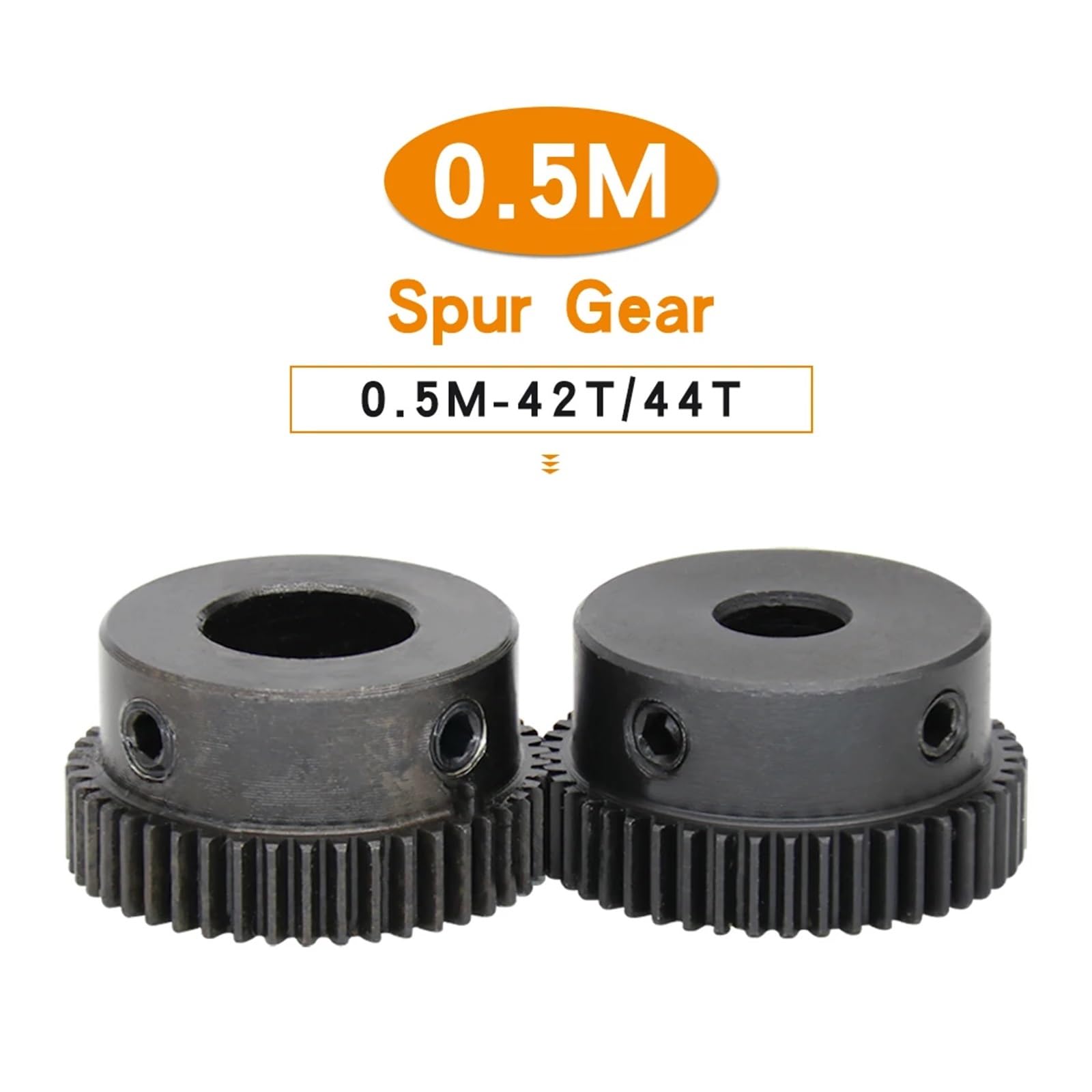 Bevel Gear Pinion Hardware Mechanical Motor Gear 0.5M-42T/44T Bore Size 6/8/10mm Mini Gear Wheel Carbon Steel Blackening Teeth Height 5mm Transmission Parts(6mm-0.5M-44 Teeth)