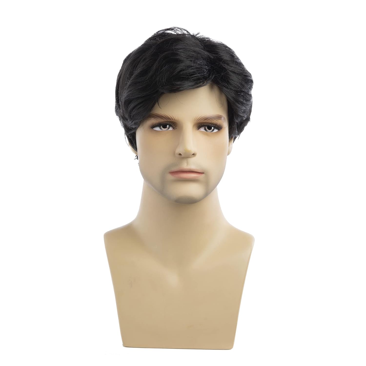 Baruisi Men Wigs Short Black Wig Synthetic Heat Resistant Natural Halloween Cosplay Hair Wig - Image 2
