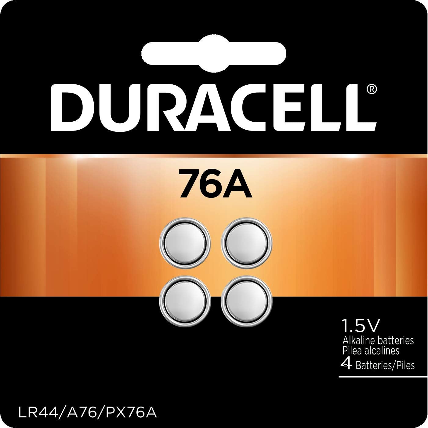 Duracell 76A 1.5V Alkaline Battery, 4 Count Pack, 76A 1.5 Volt Alkaline Battery, Long-Lasting for Medical Devices, Watches, Key Fobs, and More : Electronics