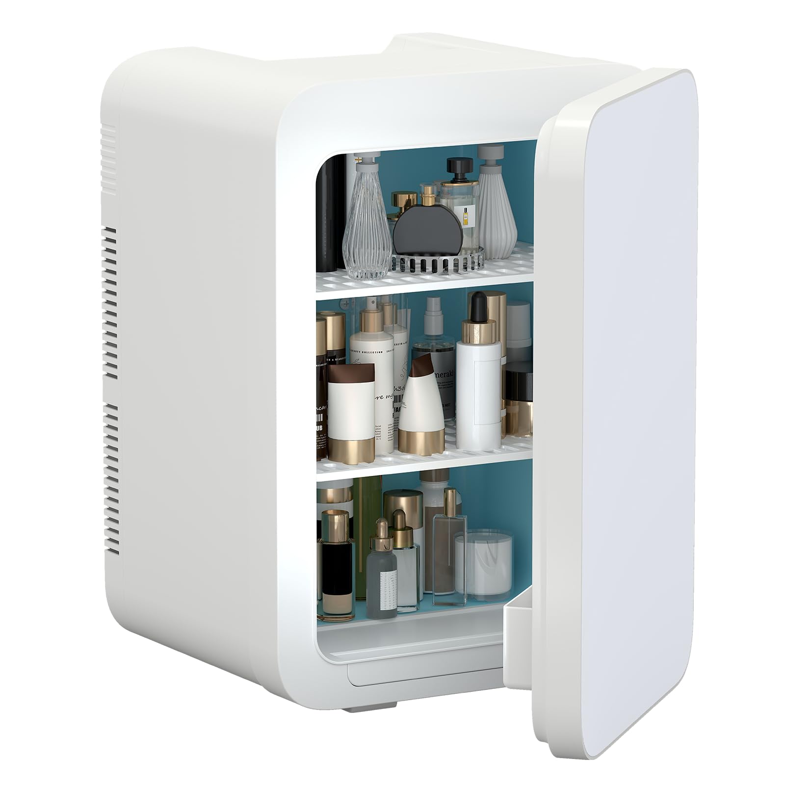 Mini Fridge for Bedrooms 10L/12 Cans with AC/DC Powered, Quiet Mode, Small Skincare Portable Beauty Fridge for Cosmetic, Office or Car, Black — view 8