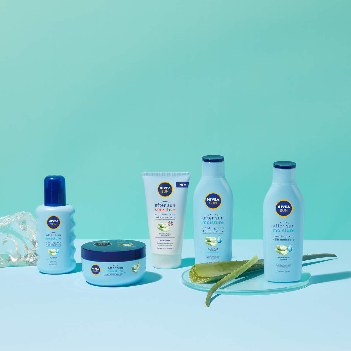 NIVEA SUN Nawilżający spray po opalaniu (1 x 200 ml), organiczny spray nawilżający do ciała z aloesem zapewniający intensywne i długotrwałe nawilżenie