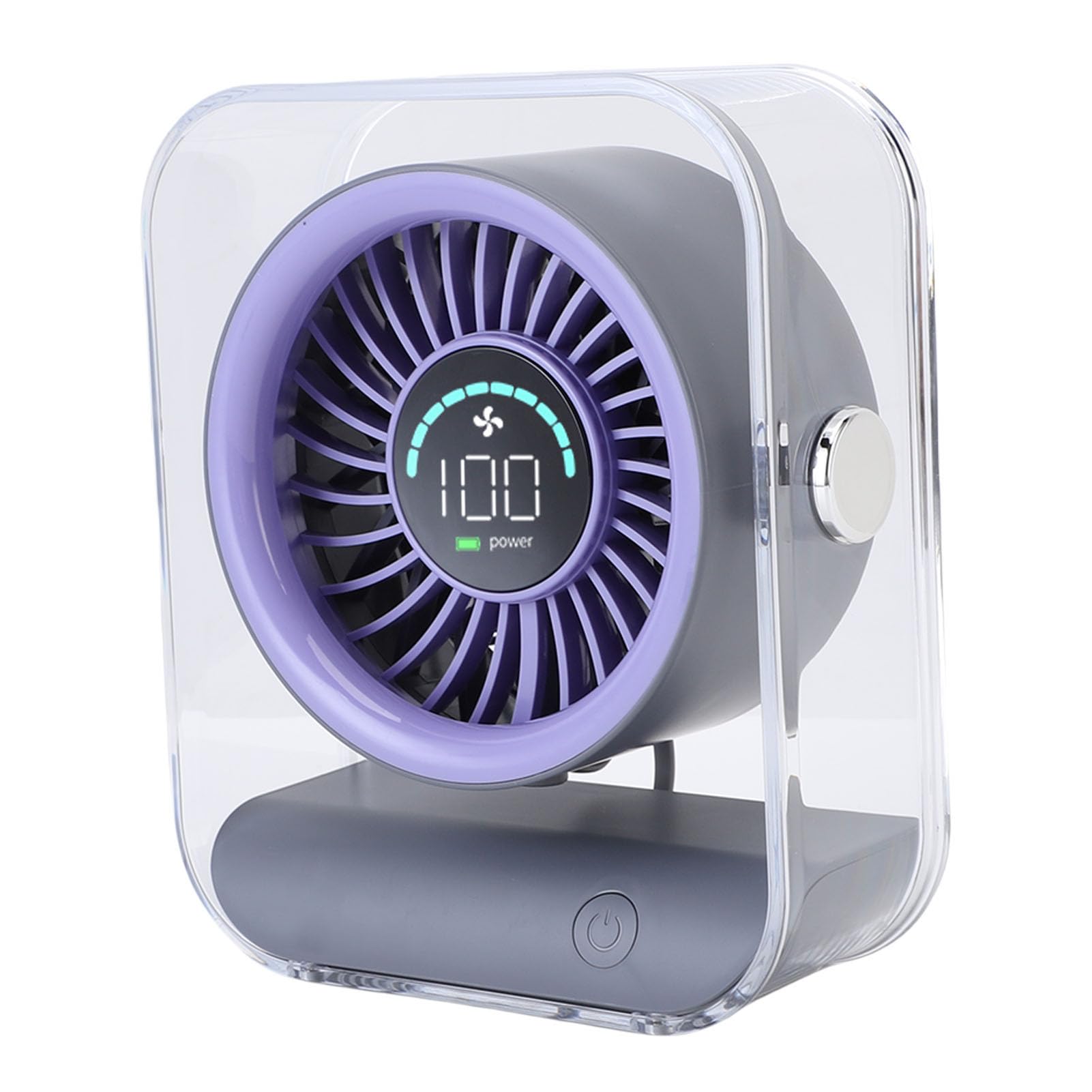 Ventilateur de bureau USB LED violet avec batterie 3000 mAh