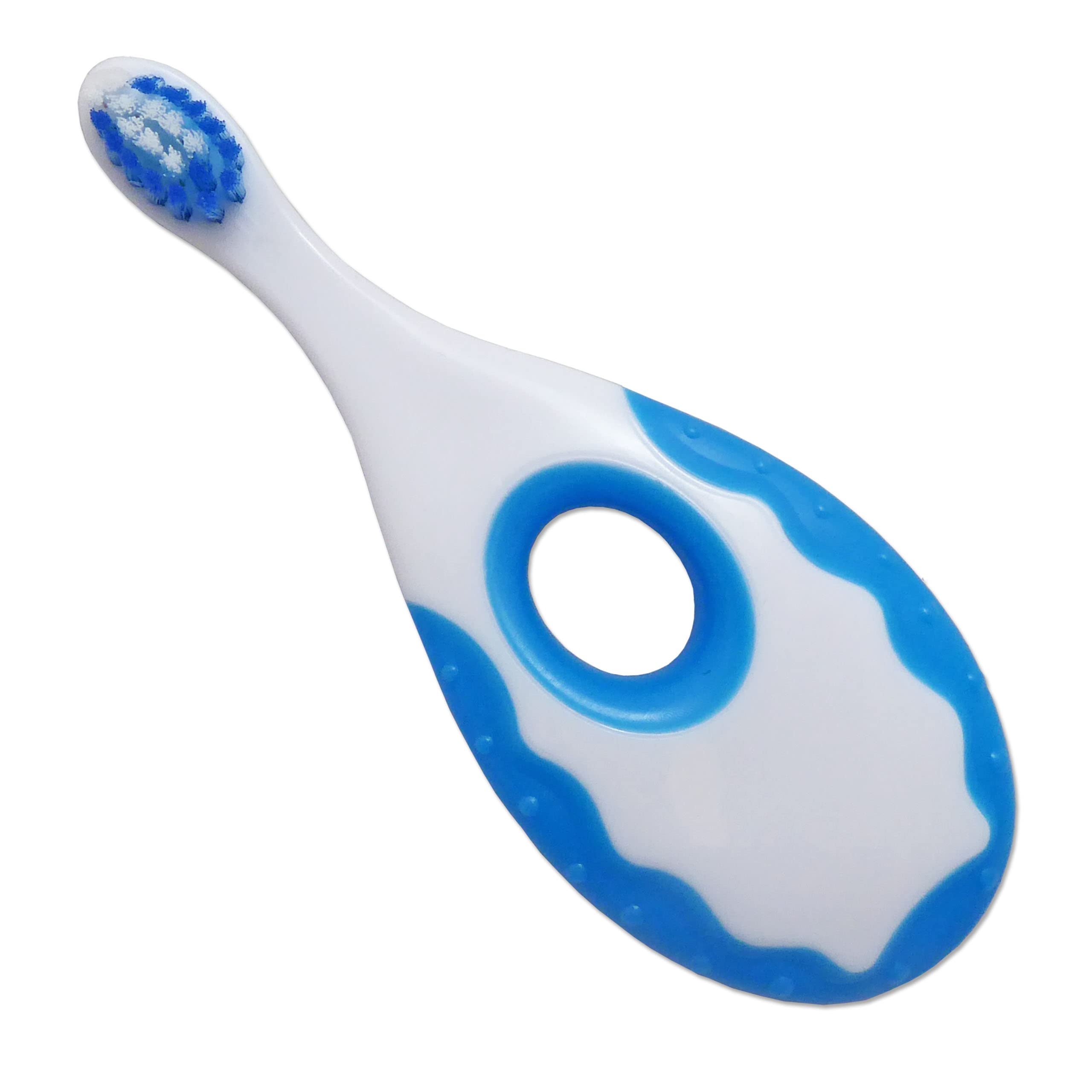 Dental Aesthetics Szczoteczki do zębów dla niemowląt, 2 szczoteczki do zębów (1 niebieski, 1 zielony), okrągły uchwyt zapobiegający dławieniu, niebieski, zielony