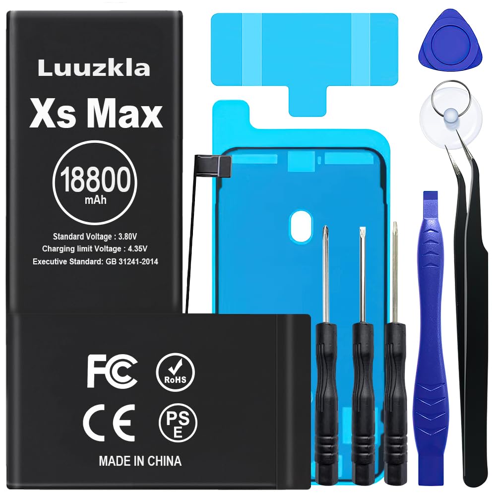 18800mAh (2025 New Upgrade) Battery Compatible with iPhone XS MAX, Super Capacity Battery Replacement Compatible with iPhone XS MAX, with Full Tool Kits-0 Cycle High Capacity-24 Months Service