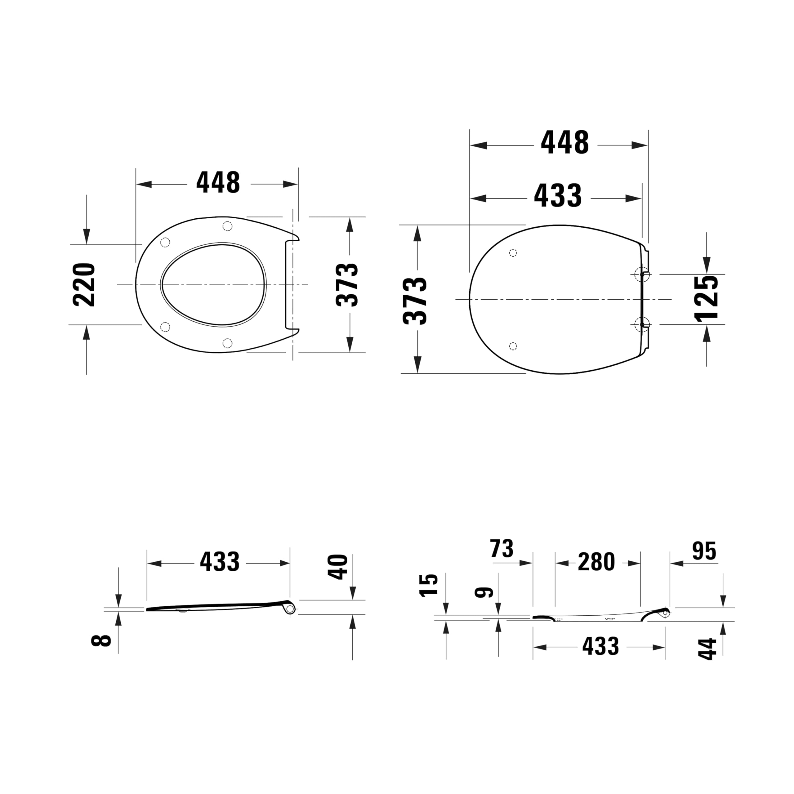 Duravit tapa wc universal, asiento de inodoro oval, tapa wc con doble mecanismo de cierre suave, tapadera wc Cierre rápido para facilitar la instalación, Fabricado en la UE, Blanco