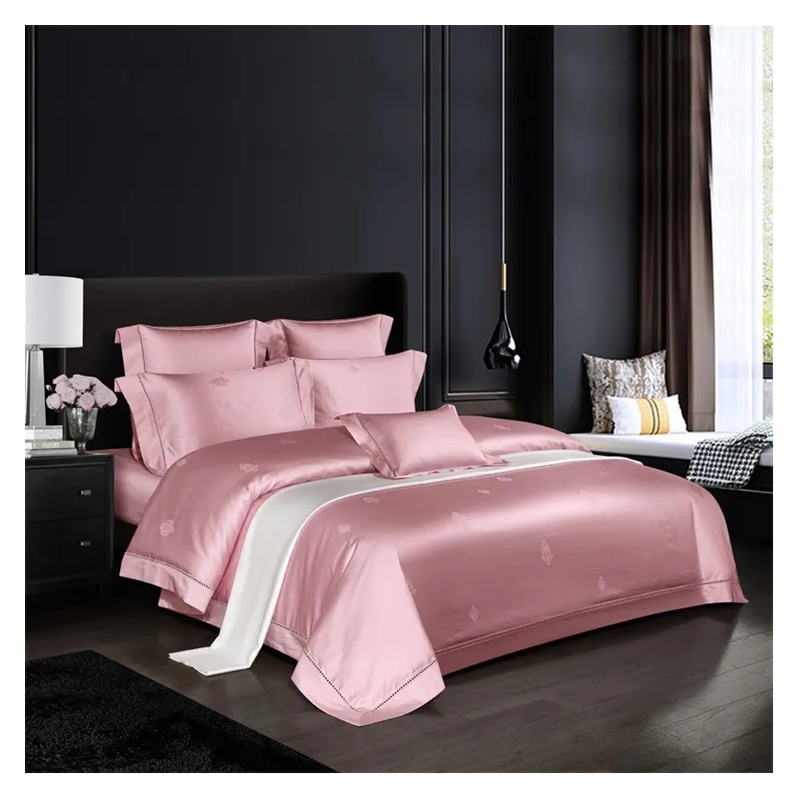 Sbcgfy B Ed Four Pieces Set, Chic Damask Jacquard Duvet Cover Set Queen King Size 4Pcs 1000Tc Egyptian Cotton Edding Set Ed Sheet Pillowcase,-Queen Size 1.8M Ed 4Pcs