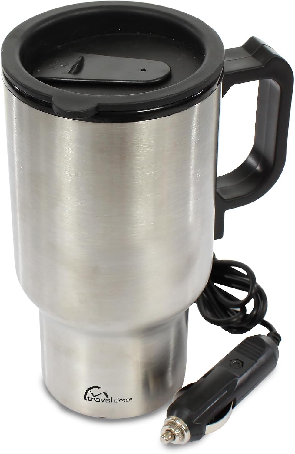 Travel Time 12V Travel Mug, 13.5 oz Capacity - Universal for Most Vehicles, Heats Beverages up to 150-Degrees Fahrenheit, Portable Mug Warmer