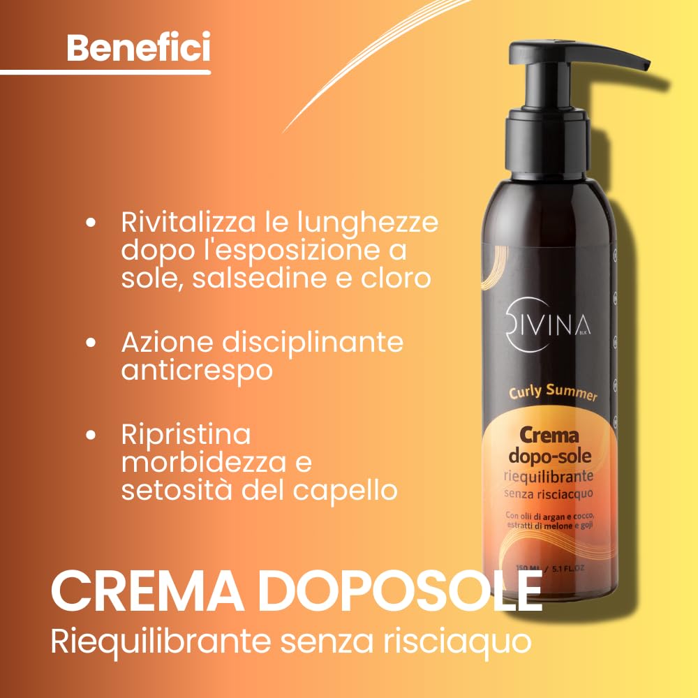 Kit Curly Summer trattamento completo specifico per l'estate per capelli mossi, ricci, super-ricci, afro by Divina BLK, 4 prodotti