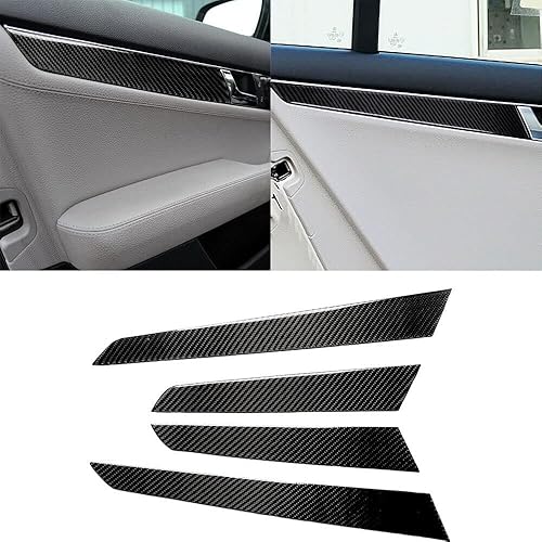 Accesorios interiores de coche 4 piezas de fibra de carbono tira de puerta interior etiqueta para Mercedes-Benz Clase C W204 2007-13