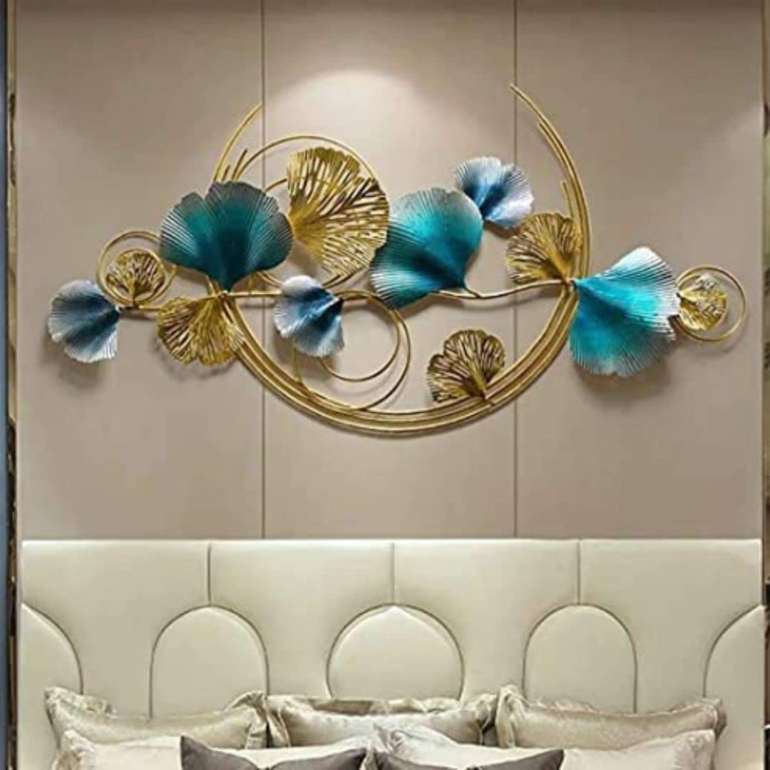 Home and Bazaar Ethnic Handcrafted Metal Iris Decor Decorative Wall Art / Sculpture for Home Living Room Decor (46 x 02 x 26 Inch)