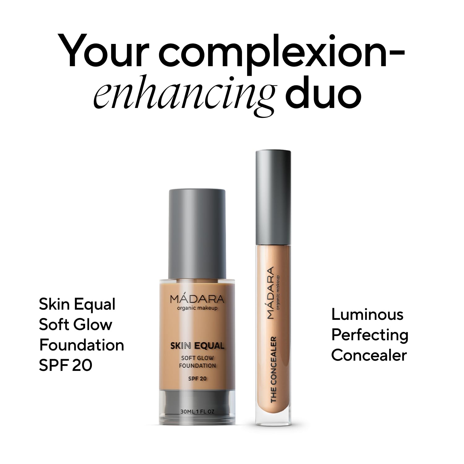 MÁDARA Organic Skincare | SKIN EQUAL Base de Maquillaje Soft Glow SPF20#40 Sand 30 ml – Base Mineral con Ácido Hialurónico, Cobertura Media, Acabado Luminoso