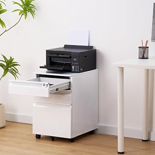 GAOMON 3 Drawer Mobile Filing Cabinet,Under Desk Metal Rolling File Cabinet with Lock & Anti-Tip Wheel for Home Office Organizer, a4/Letter/Legal Hanging File Folders, White
