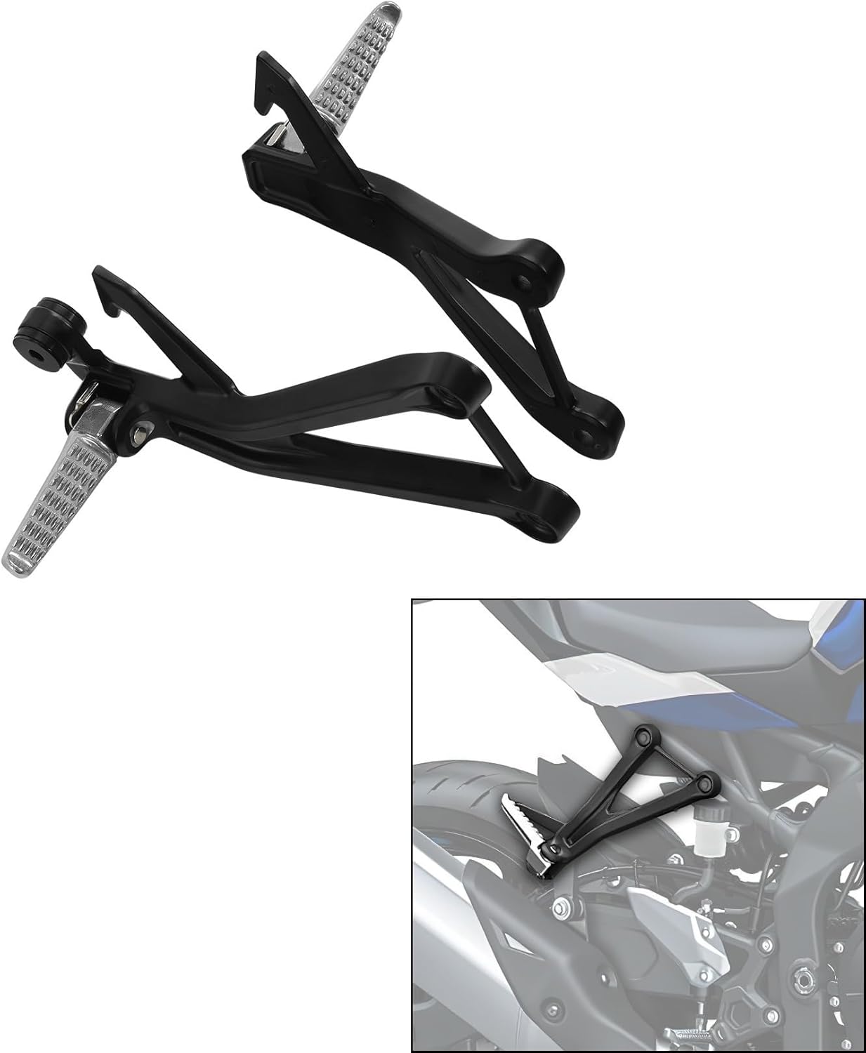 VELLOW オートバイ用ブラックリアパッセンジャーフットレスト