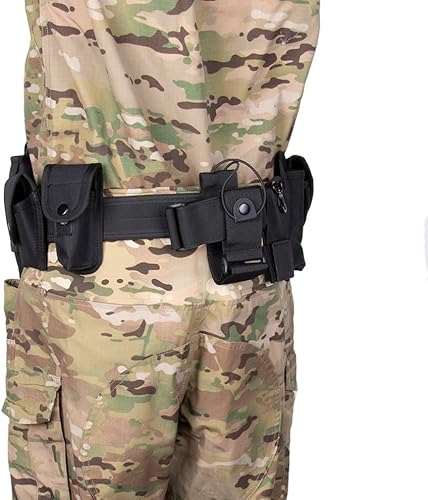 Miniatura 6 de Cinturón táctico con 10 piezas de bolsas, juego de funda para aplicación de la ley, sistema de equipo modular de seguridad, militar, cinturón de