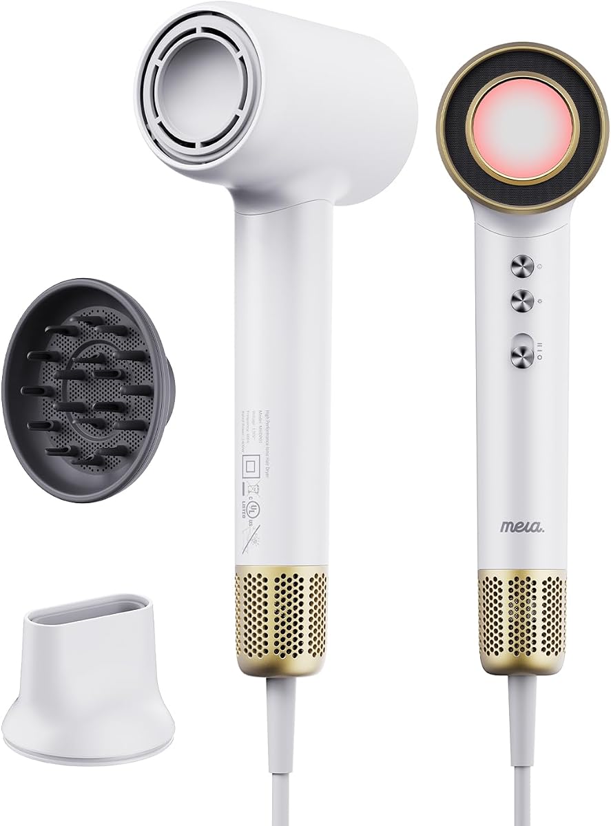 Secador de pelo bioiónico para mujeres, secador profesional de secado rápido de 1400 W con difusor y concentrador, tecnología de iones negativos y positivos anti-frizz, 3 temperaturas y 2 velocidades para viajes en casa y peinado de salón
