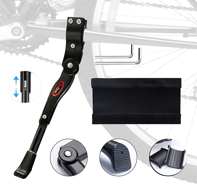 TenFans Bike Kickstand, Adjustable Bike Stand, Bicycle Kickstand, Aluminum Rear Side Bicycle Stand, Suitable for 24"-28" Mountain Bike/700C Road Bike/BMX/MTB/Adults Bike