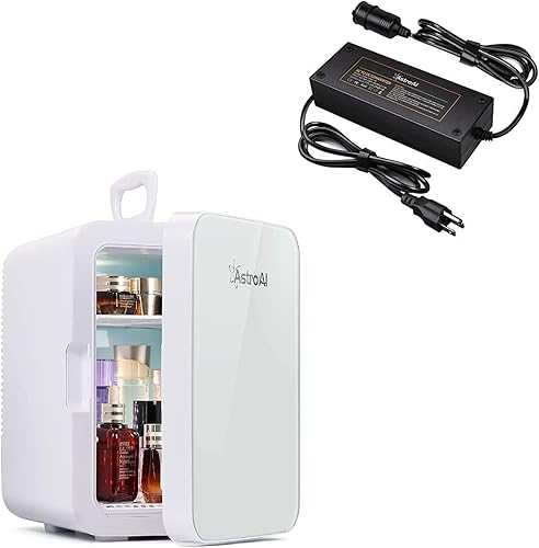 AstroAI Mini refrigerador 10L blanco y convertidor de CA a CC