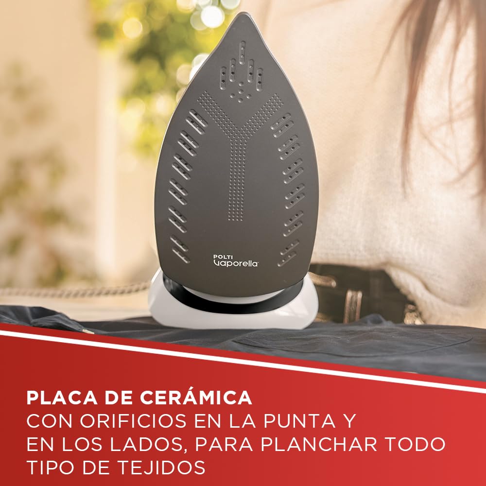 Polti Parownica Quick Q080, żelazko parowe z ceramiczną powłoką, maksymalna moc 2600 W, strumień pary 180 g, zbiornik 300 ml, biały i czarny