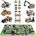 SunbriloStore Construction Vehicles Truck Toys with Playmat,Vehicles Toy Play Set with a Kid Play Car Rug,Engineering Vehicle Toys with 6 Trucks Construction Site, 6 Traffic Sign,Road for Kids1