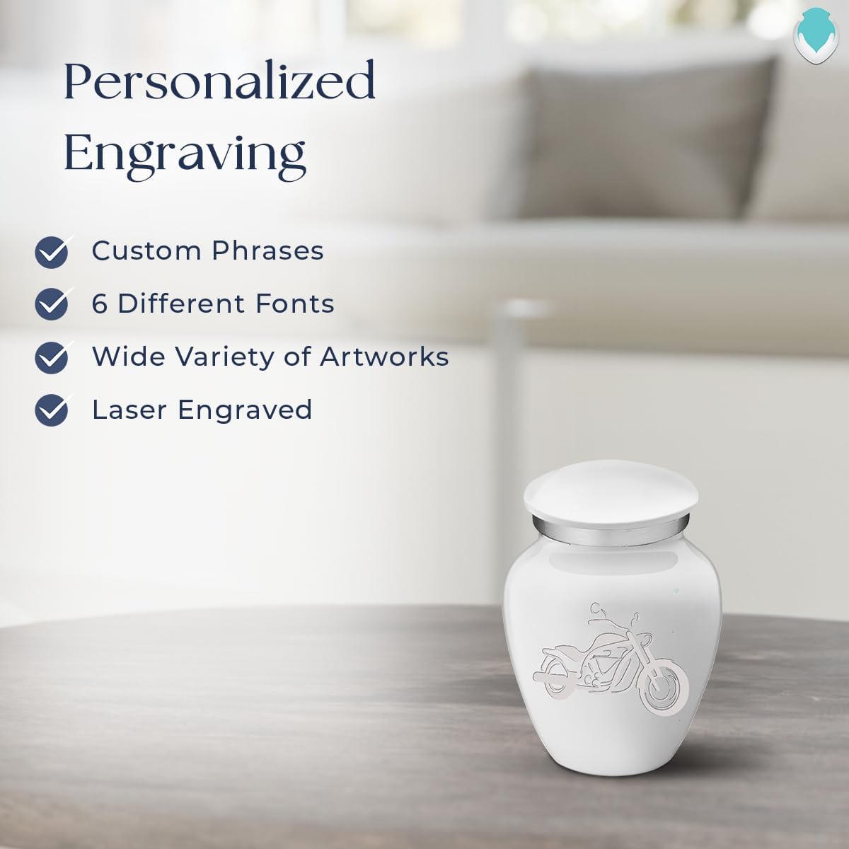 Geturns Embrace Keepsake Motorbike Cremation Urns for Human Ashes I White Funeral Urn for Men and Women I 3.5 lbs