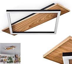 Cabanas HOFSTEIN LED Ceiling Light Metal Plastic Black Wood Look White Modern Design 18 Watt 1850 Lumens Dining Room Living Room Bedroom Kitchen
