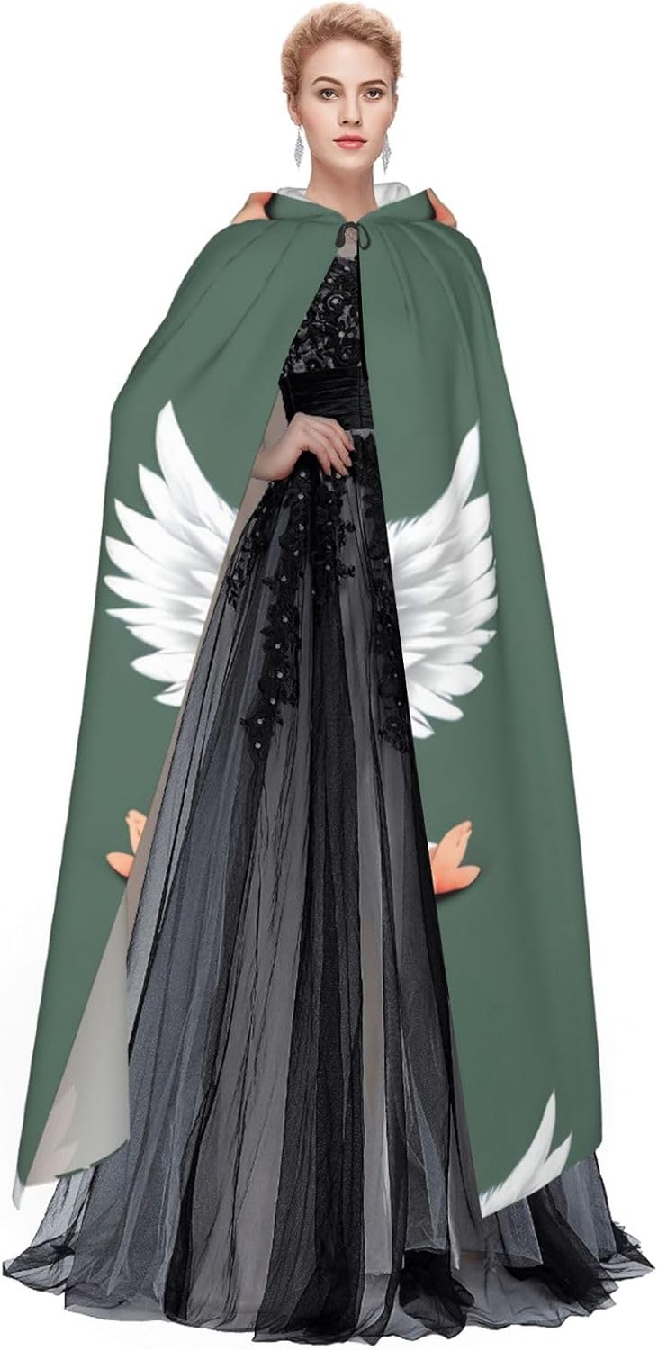 Cute Little Angel Men Women Halloween Role Play Party Decoration Hooded Poncho Black