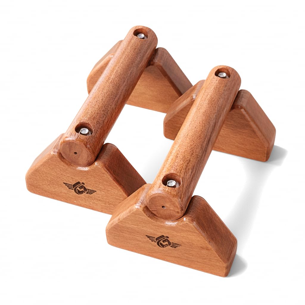 Handcrafted Wooden Push Up Bar Stand for Home & Gym Workouts | Premium Acacia Solid Wood | Non-Slip, Ergonomic Design for Chest, Arm, Shoulder Strength Training-image-36