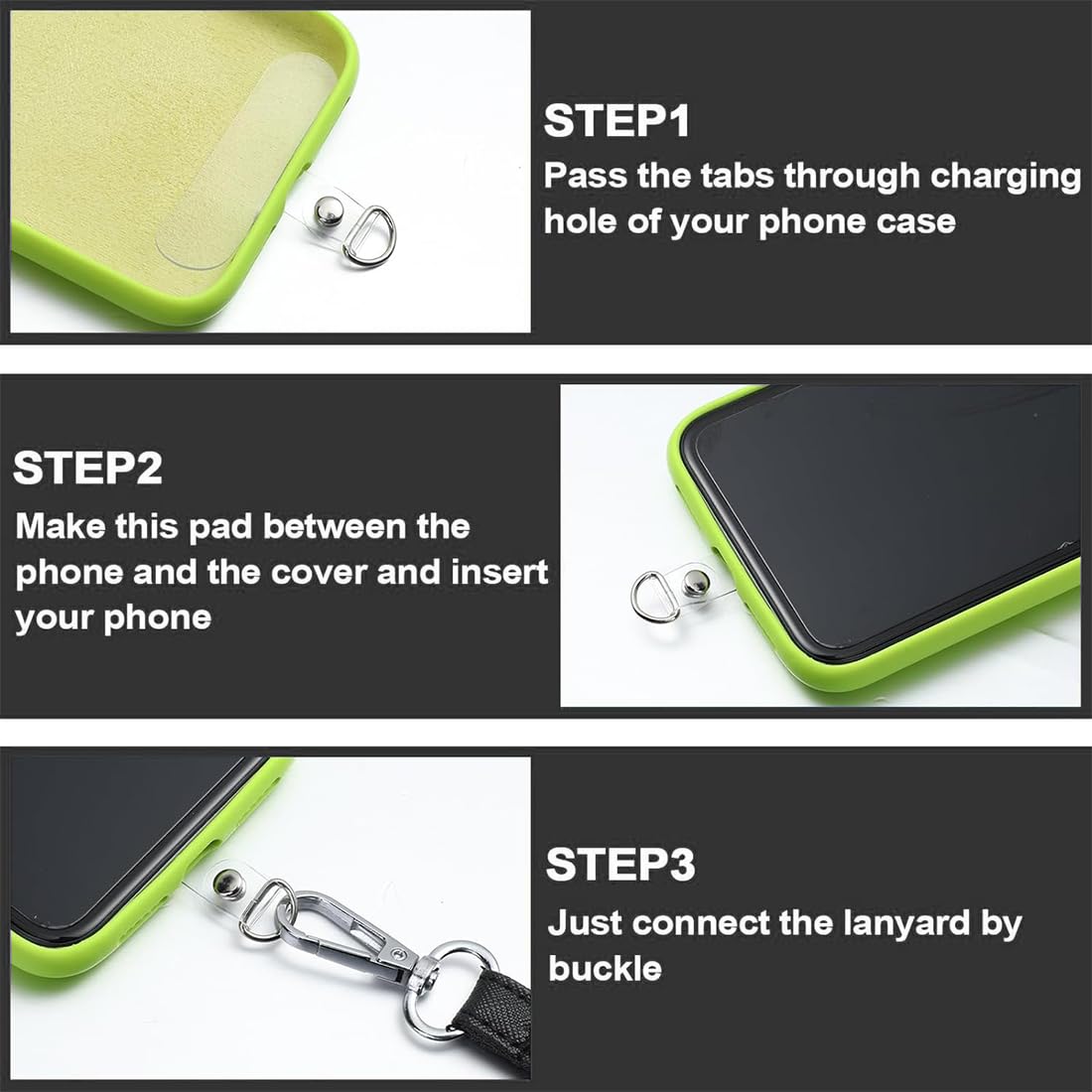 8pcs Patch pour Téléphone Portable,Transparent Patch pour Cordon de Téléphone Portable Polyvalent Onglet d'Attache de Téléphone pour la Plupart des Étuis de Téléphone Portable