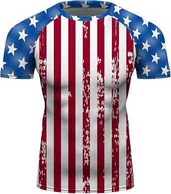 American Flag T-Shirt for Men Patriotic Vintage Shirts Short Sleeve Hipster Tee Shirt