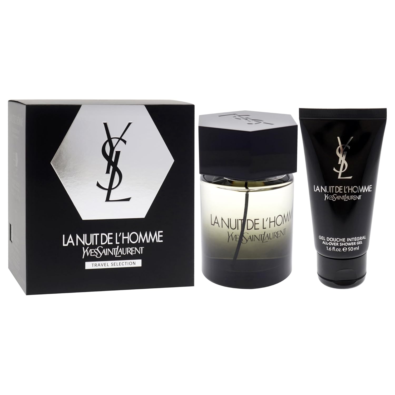 La Nuit De LHomme by Yves Saint Laurent for Men - 2 Pc Gift Set 3.3oz EDT Spray, 1.6oz Shower Gel