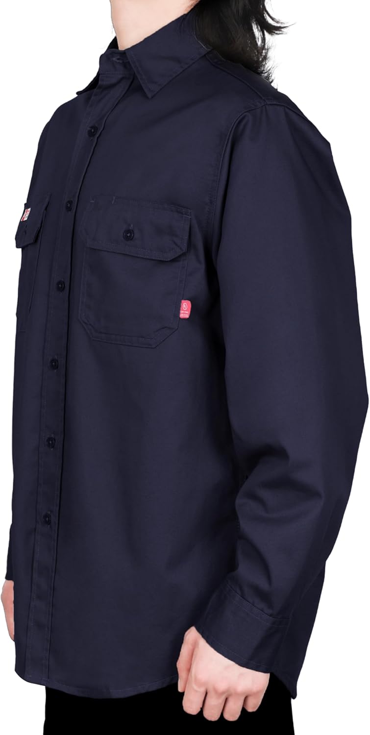 TICOMELA FR Shirts for Men Flame Resistant Shirt CAT2 Light Weight 6.5oz Fire Retardant Men's Welding Shirt - Image 4