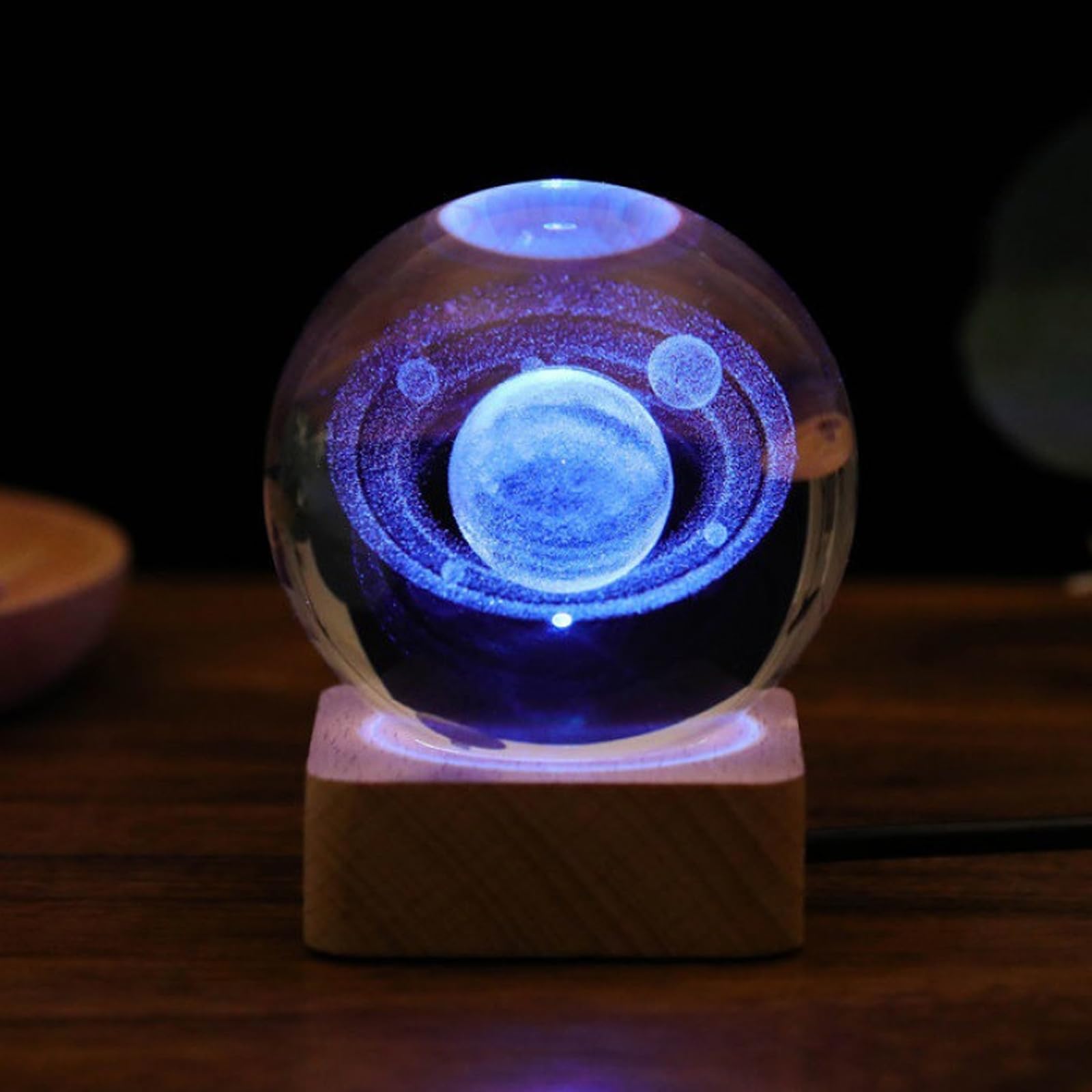 Lampada A Sfera Di Cristallo 3D Vicloon - Luce Notturna Per Bambini | Base In Legno | 5 Colori | Decorazione Per Camera | Modello Milky Way - Foto 8