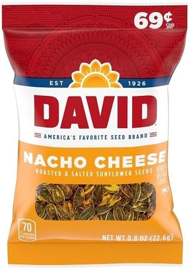 David Seed Sunflower Seeds, Nacho Cheese, 0.8 Ounce, 36 count