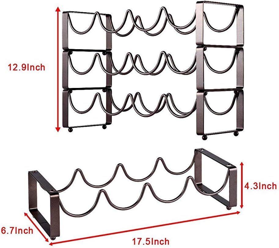 Stackable 12 Bottles Wine Rack Free Standing Countertop Cabinet Metal Wine Bottle Holder Organizer Shelves 3 Tier Can be Easily d Matte Black