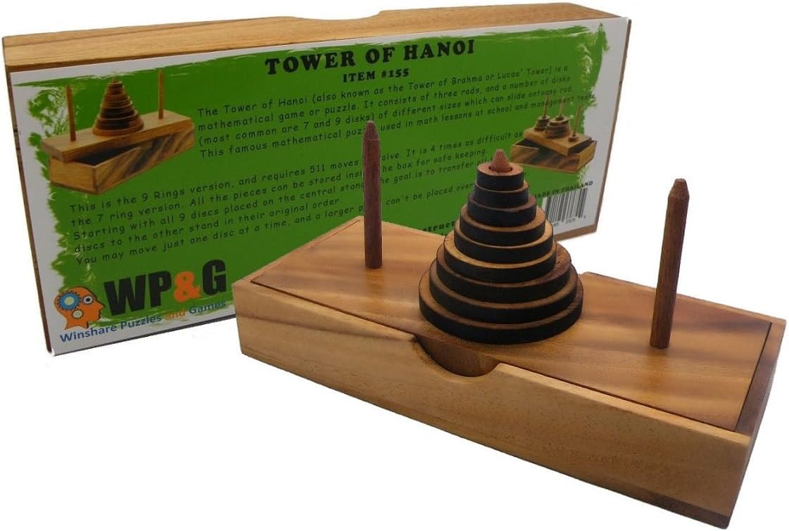 Winshare Puzzles and Games Tower of Hanoi Wooden Brain Teaser
