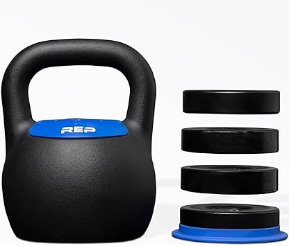 Rep Fitness Adjustable Kettlebell | Weight Set for Home Gym | Strength Training Equipment for Men & Women | Compact Steel Bell with Ergonomic Handle | 2040 lb 918 kg Variable Options