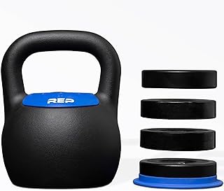 Rep Fitness Adjustable Kettlebell | Weight Set for Home Gym | Strength Training Equipment for Men & Women | Compact Steel Bell with Ergonomic Handle | 20–40 lb (9–18 kg) Variable Options